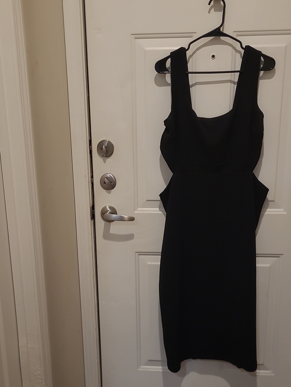 Express Black Midi Sheath Dress with Waist Cutouts.